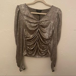 NWT metallic Rachel Zoe ruched top